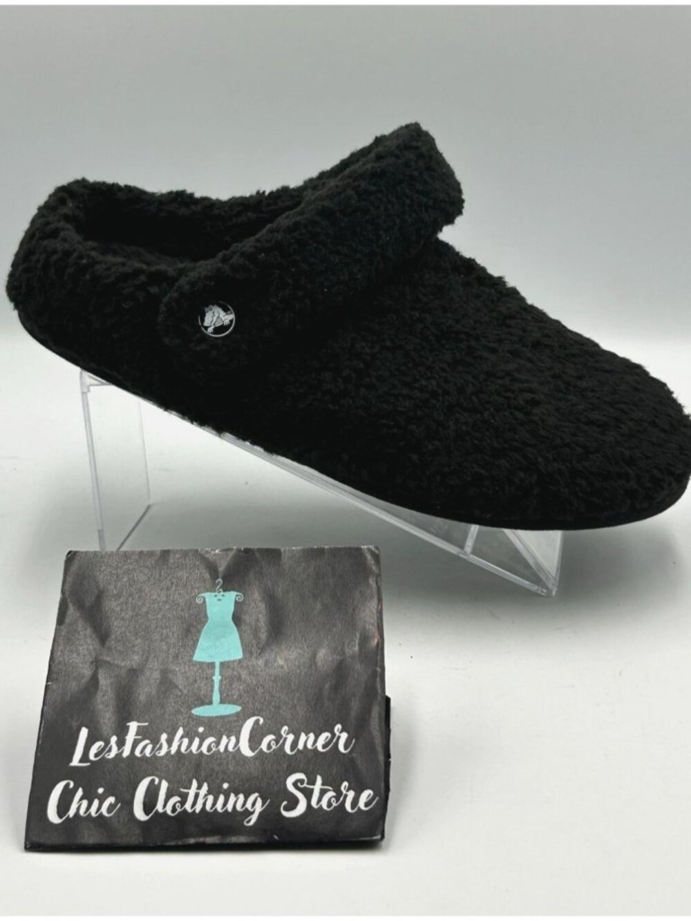 NWT Crocs Men's Classic Black Fleece Cozzzy Fuzzy Slippers Size 8 3290 - Picture 11 of 15